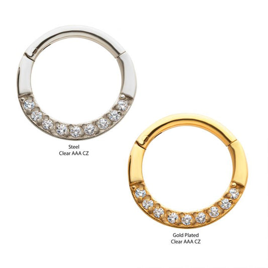 Full Clear CZ Eternity Gem Front Facing Hinged Segment Clicker