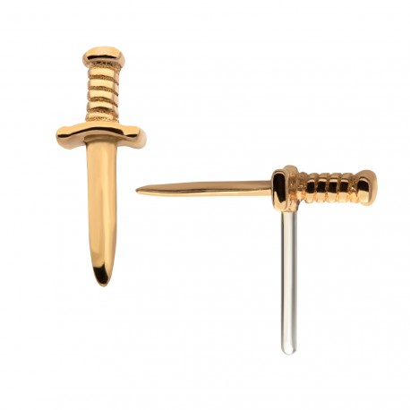 14k Threadless Yellow Gold Dagger
