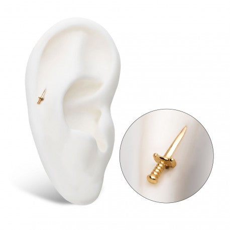 14k Threadless Yellow Gold Dagger