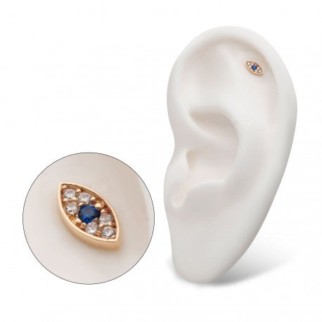 14k Threadless Yellow Gold Evil Eye