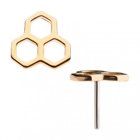 14k Threadless Yellow Gold Honeycomb Top