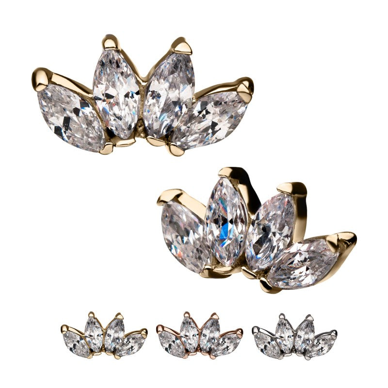 14k Gold Threadless 4-Prong Marquise