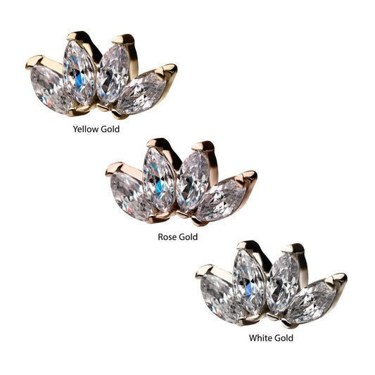 14k Gold Threadless 4-Prong Marquise