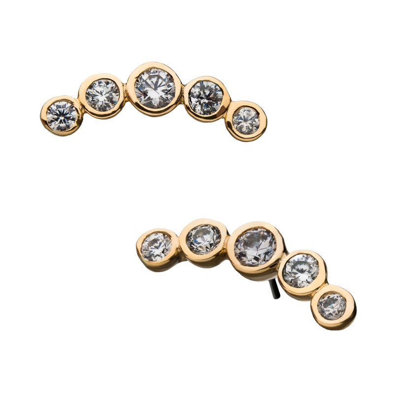 14k Yellow Gold Threadless 5-Prong Climber