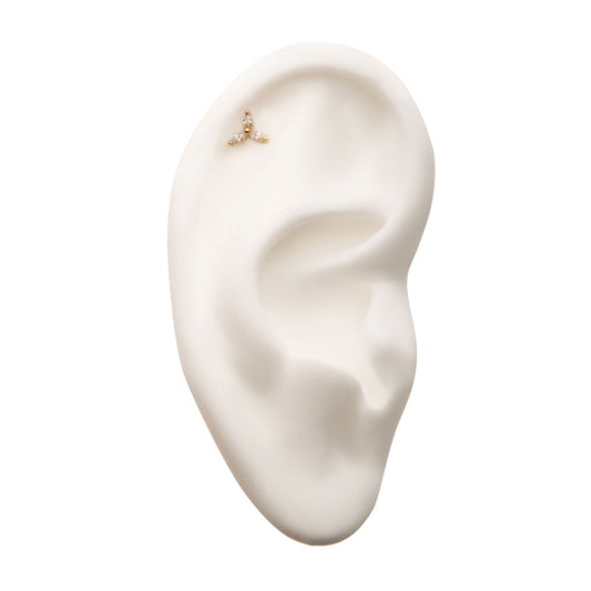 14k Threadless Yellow Gold 3-Prong Trinity L