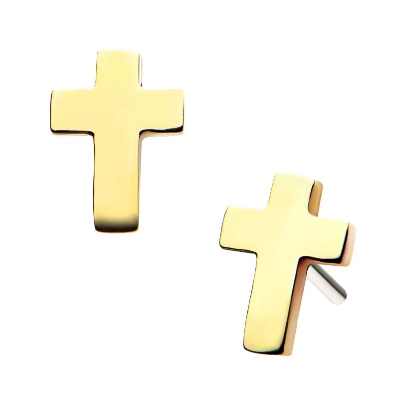 14k Yellow Gold Threadless Cross
