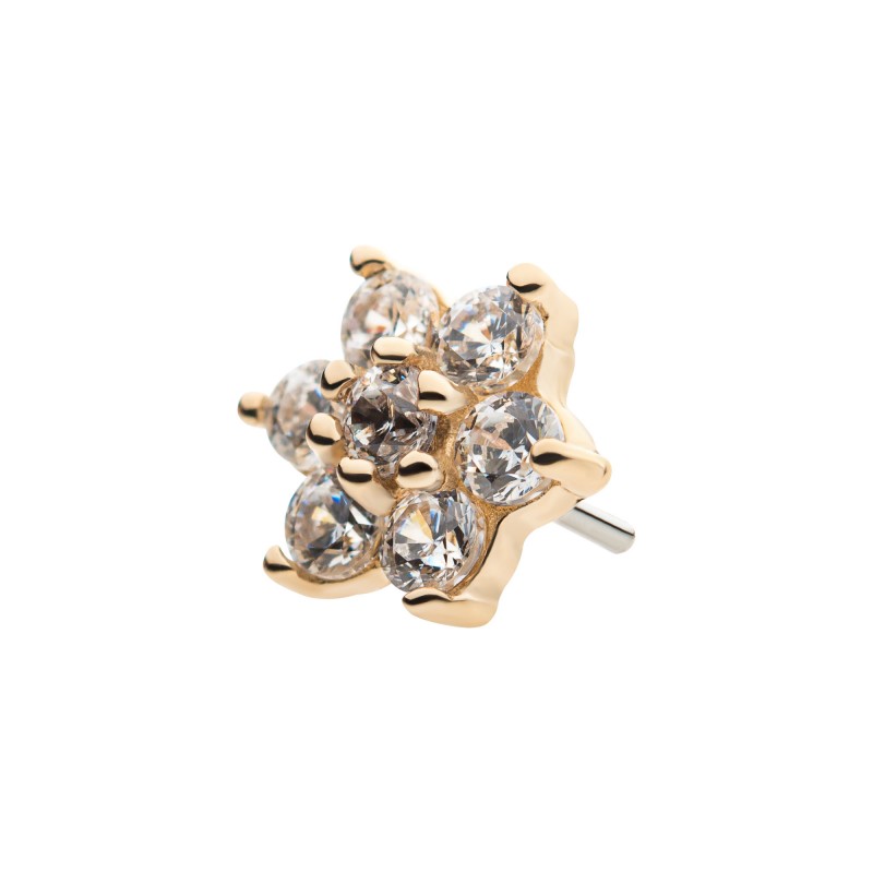 14k Threadless Yellow Gold 6-Prong Flower