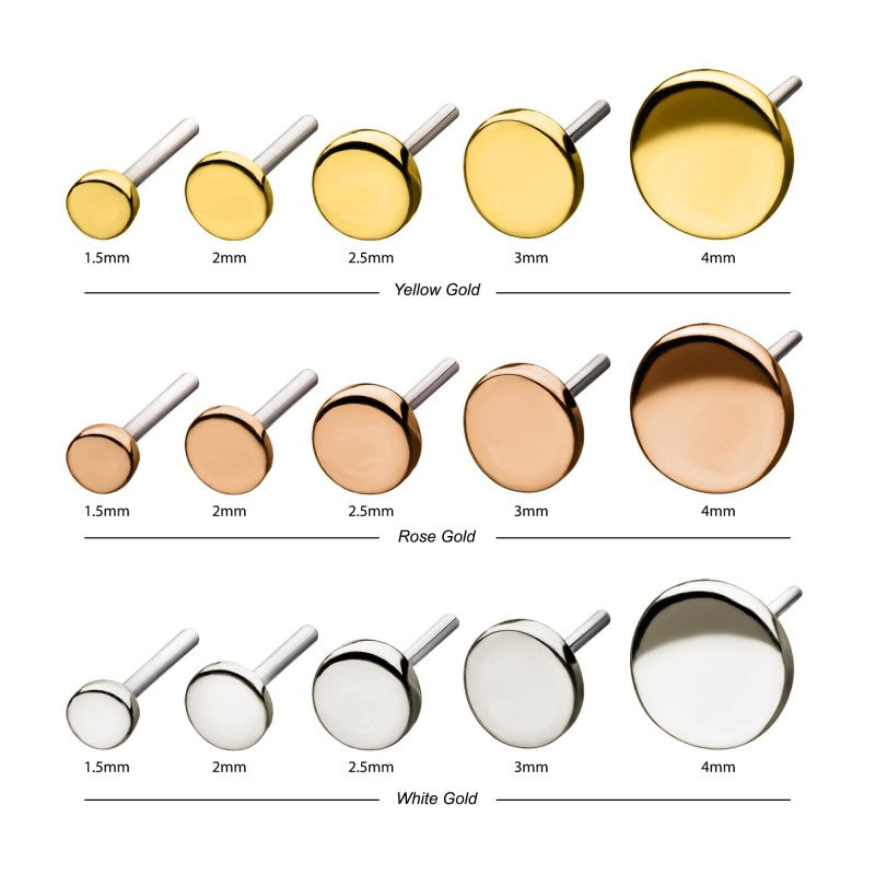 14k Gold Threadless Disk