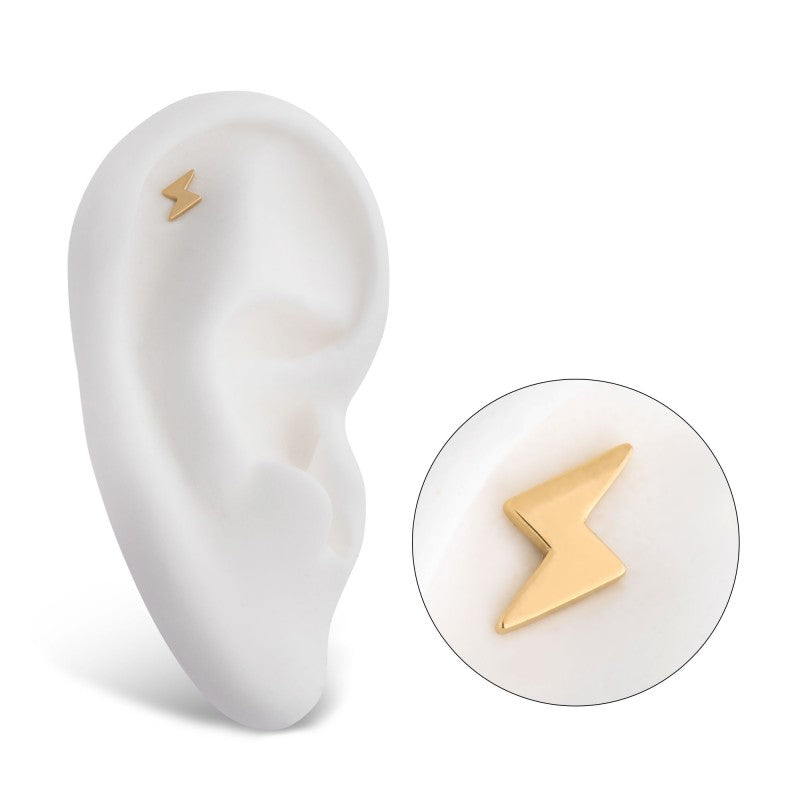 14k Threadless Yellow Gold Lightning Bolt V1