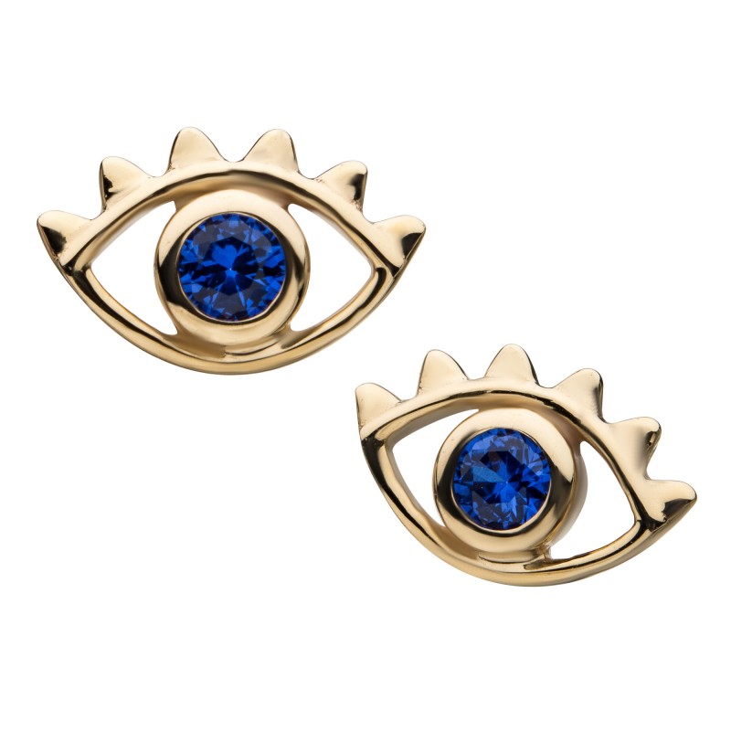 14k Threadless Yellow Gold Evil Eye L