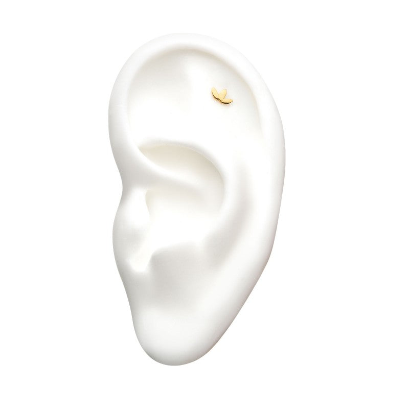 14k Threadless Yellow Gold Flat Leaf