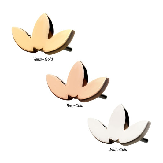 14k Threadless Yellow Gold Flat Leaf