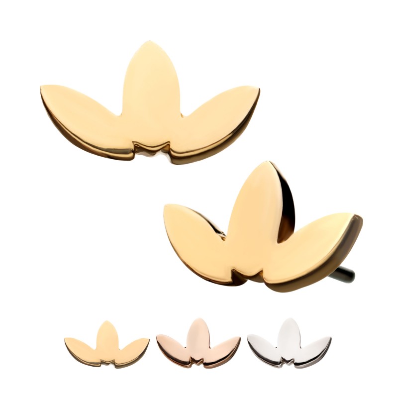 14k Threadless Yellow Gold Flat Leaf