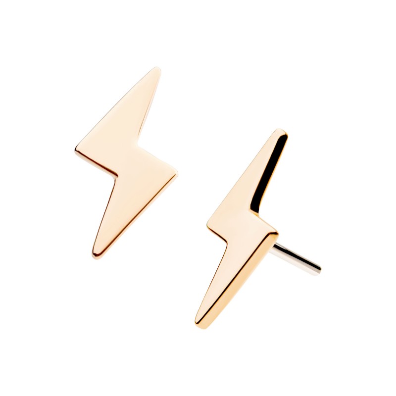14k Threadless Yellow Gold Lightning Bolt V1