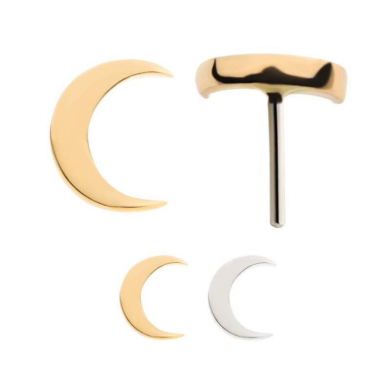 14kt Gold Threadless Crescent Moon
