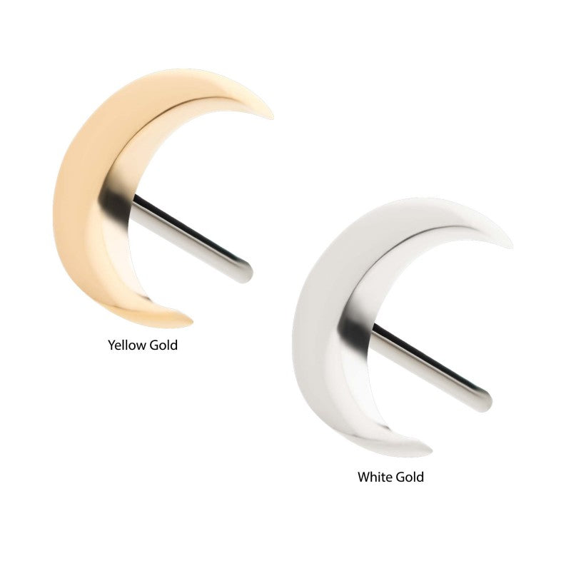 14kt Gold Threadless Crescent Moon