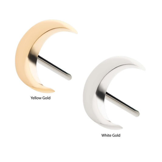 14kt Gold Threadless Crescent Moon