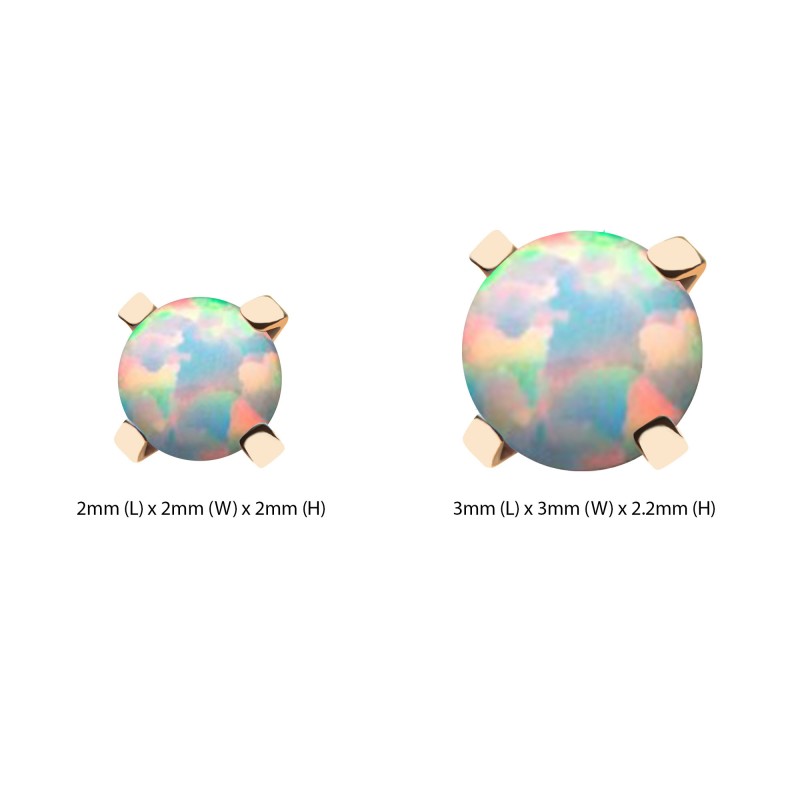 14k Gold Threadless 4-Prong White Opal Top