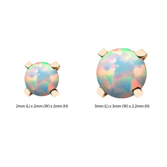 14k Gold Threadless 4-Prong White Opal Top