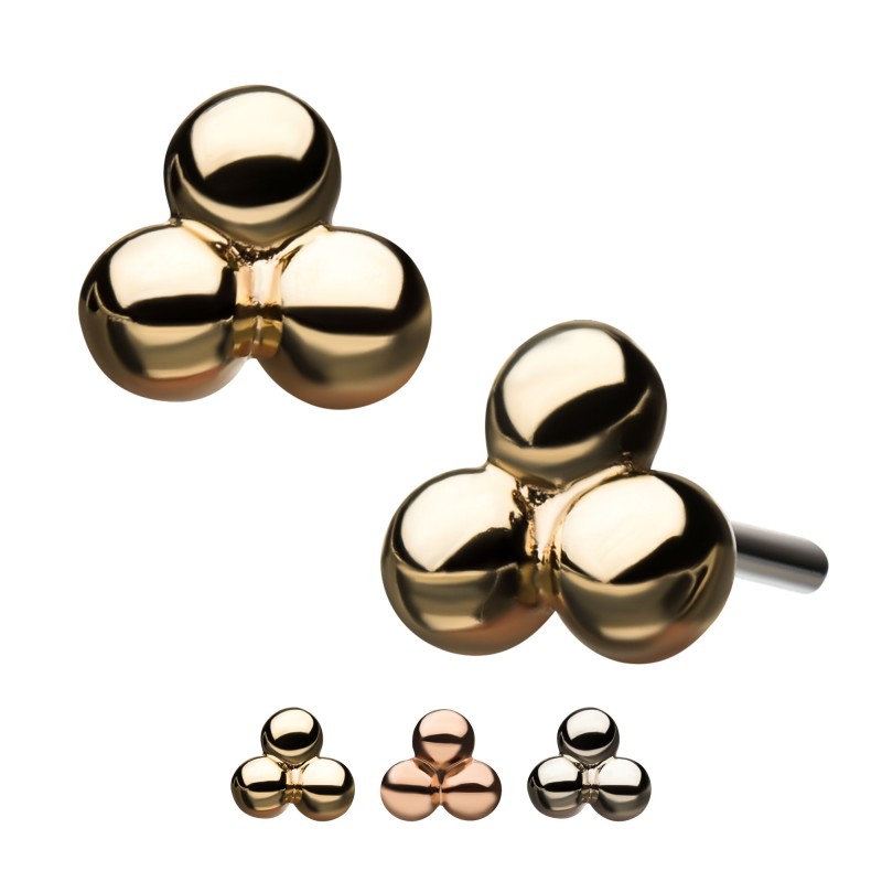 14k Threadless Yellow Gold Triball S