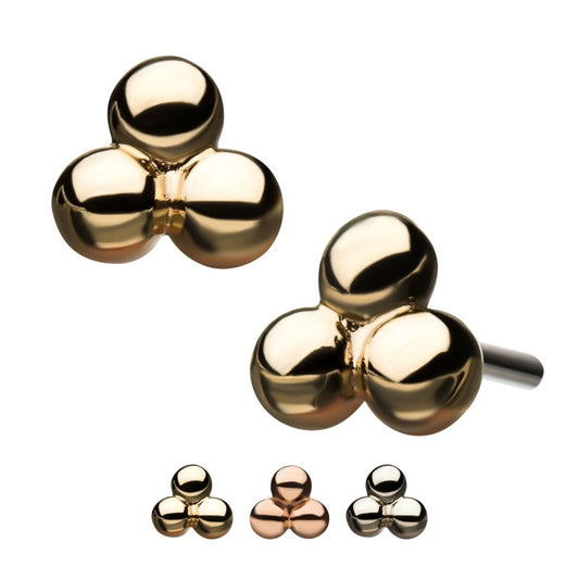 14k Threadless Yellow Gold Triball S