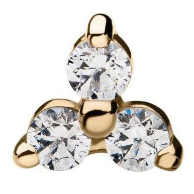14k Threadless Yellow Gold Trinity