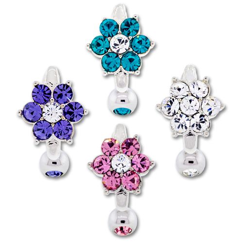 Gem Flower Top Drop Navel Ring