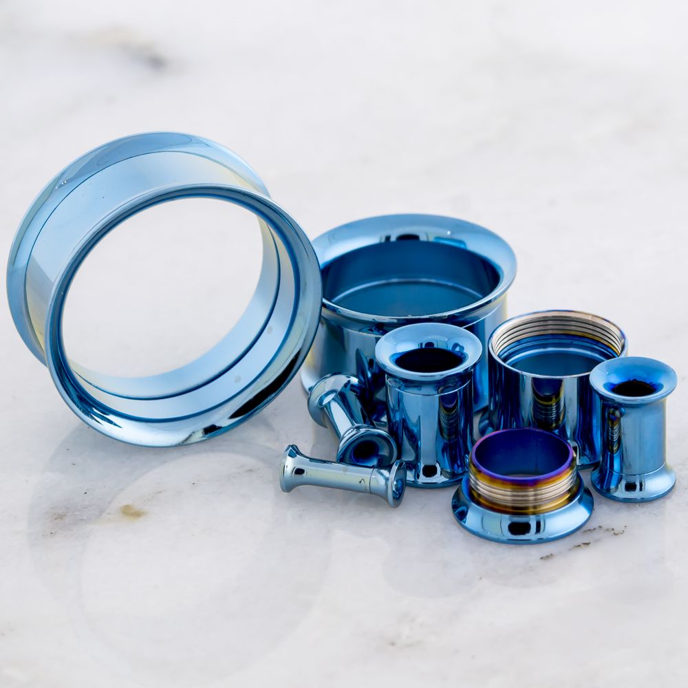 Light Blue Anodized Internally Threaded Tunnels
