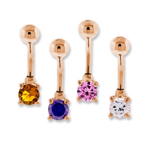Rose Gold Mini Round Top Navel Ring