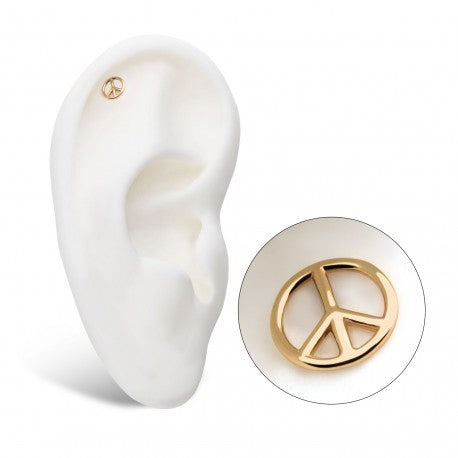 14k Threadless Yellow Gold Peace Sign Top