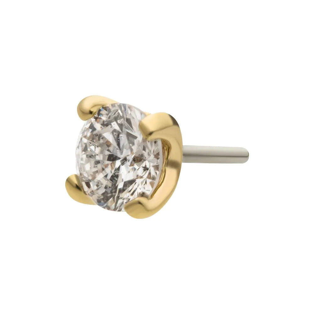 14Kt Gold Threadless Top with 4-Prong Round Lab-Grown Diamond