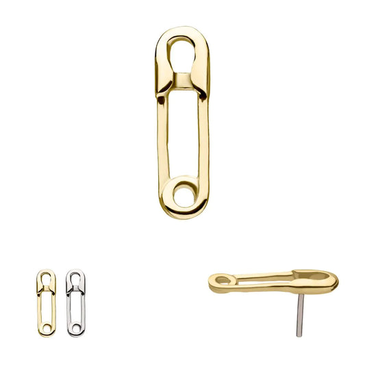 14kt Yellow Gold Threadless Safety Pin Top