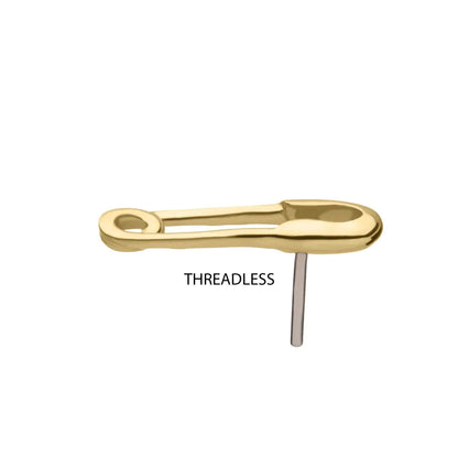 14kt Yellow Gold Threadless Safety Pin Top