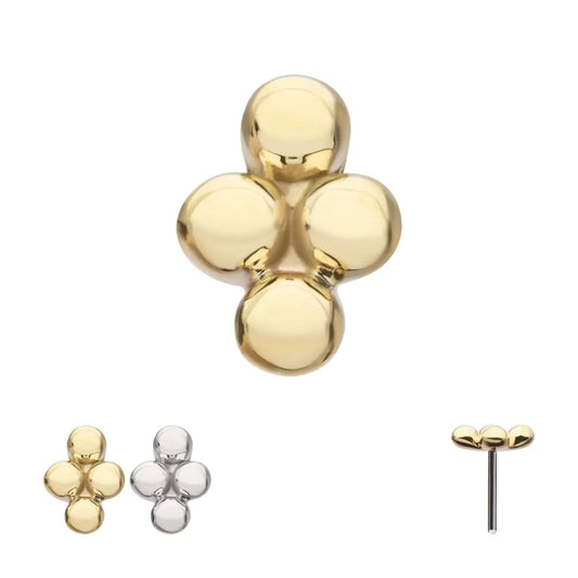 14Kt Gold Threadless 4-Bead Cluster Top