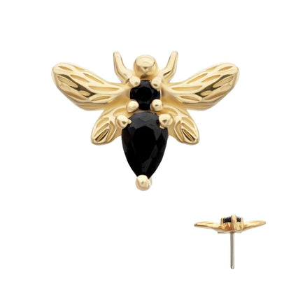 14Kt Yellow Gold Threadless "Golden Bee" Gem Top