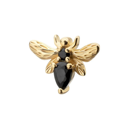 14Kt Yellow Gold Threadless "Golden Bee" Gem Top