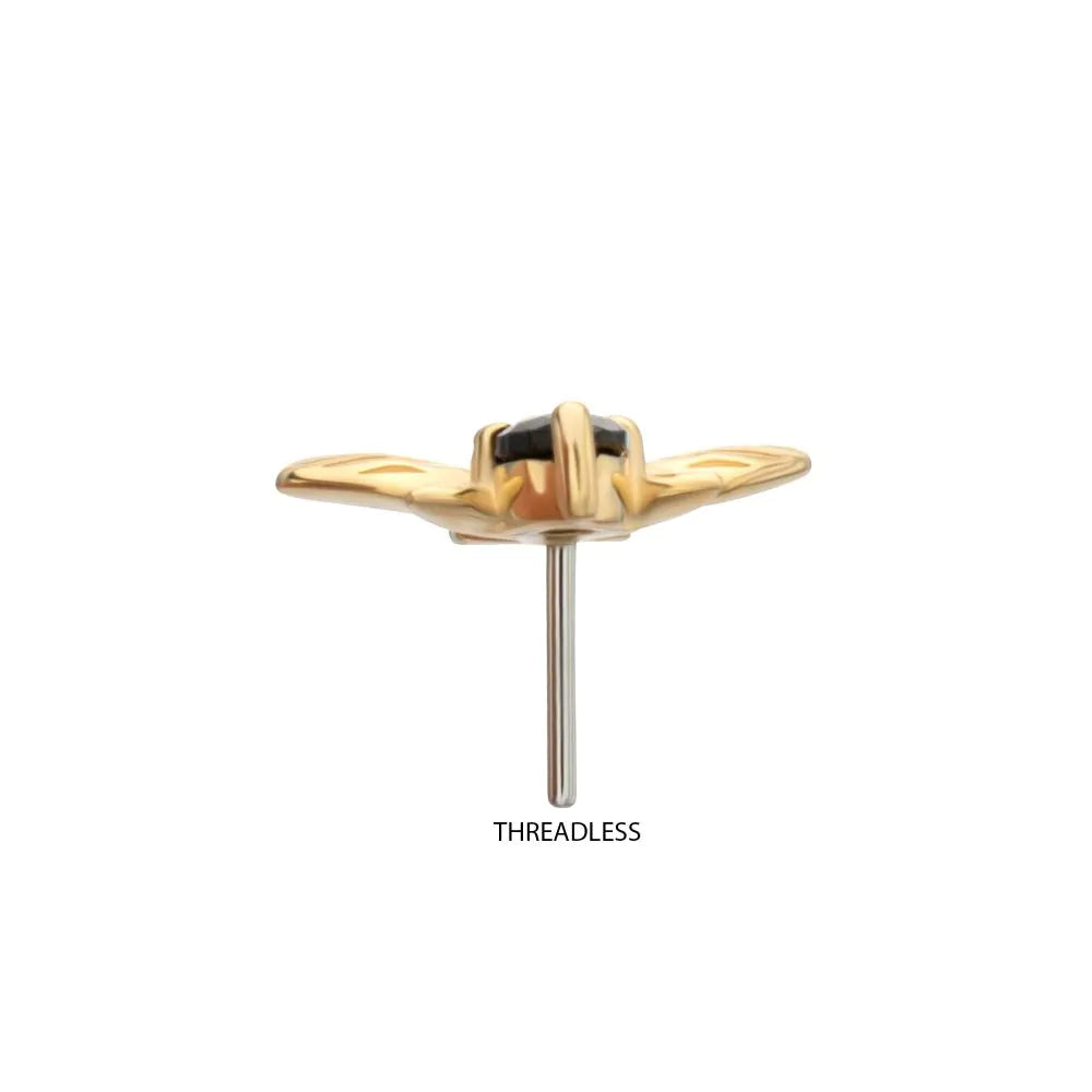 14Kt Yellow Gold Threadless "Golden Bee" Gem Top