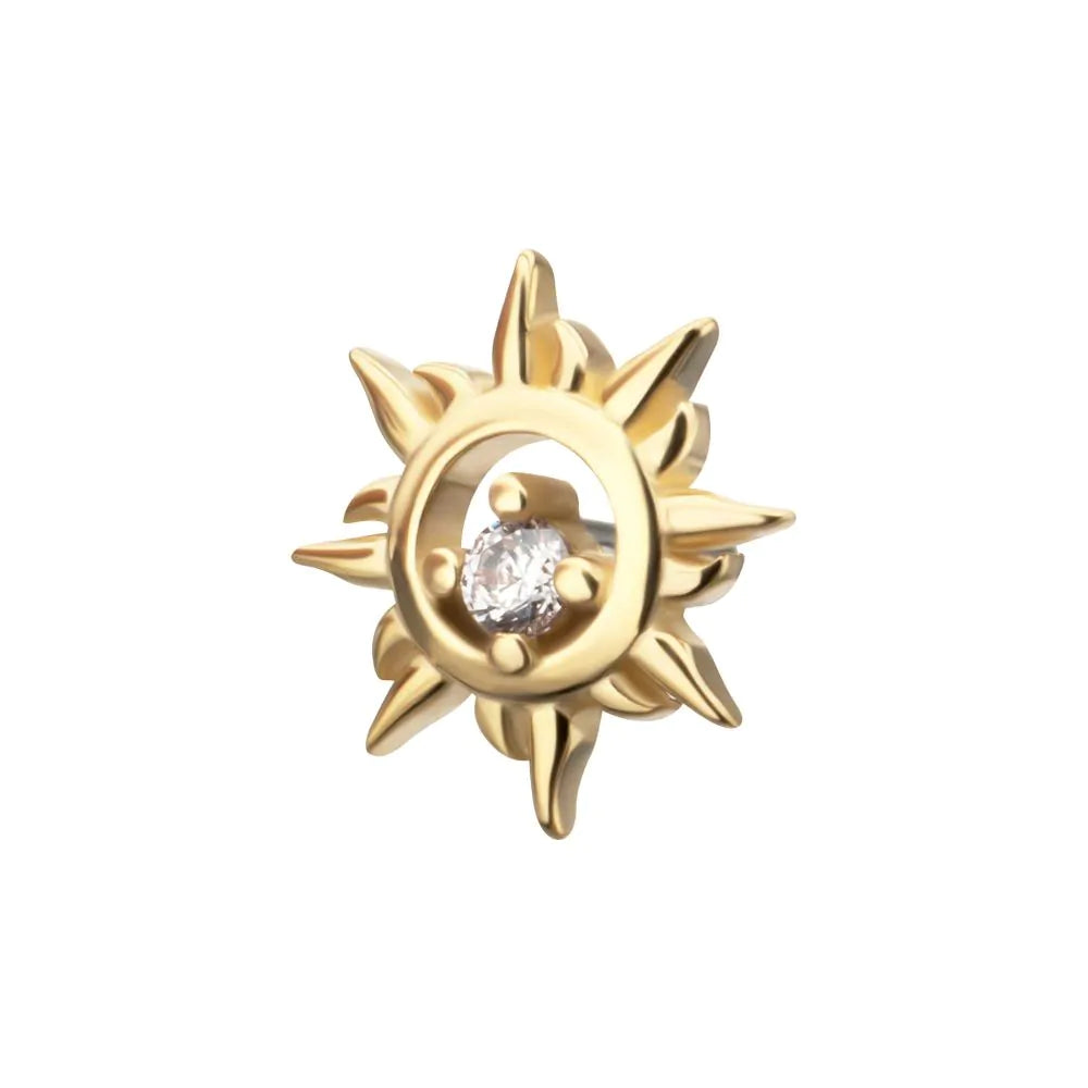 14Kt Yellow Gold Threadless "Solar Flare" Gem Top