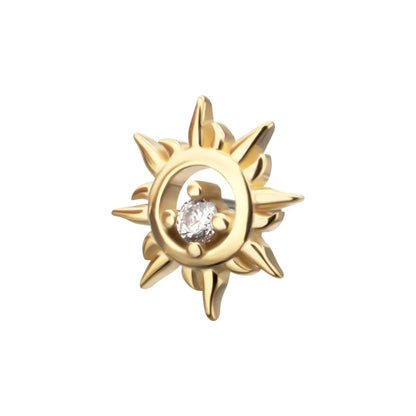 14Kt Yellow Gold Threadless "Solar Flare" Gem Top