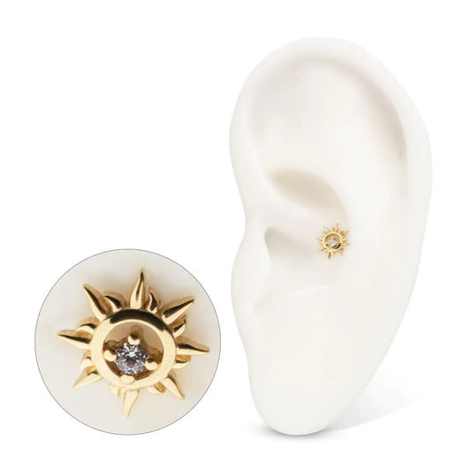 14Kt Yellow Gold Threadless "Solar Flare" Gem Top