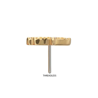 14Kt Yellow Gold Threadless "Divine Hamsa" Paved Gem Top