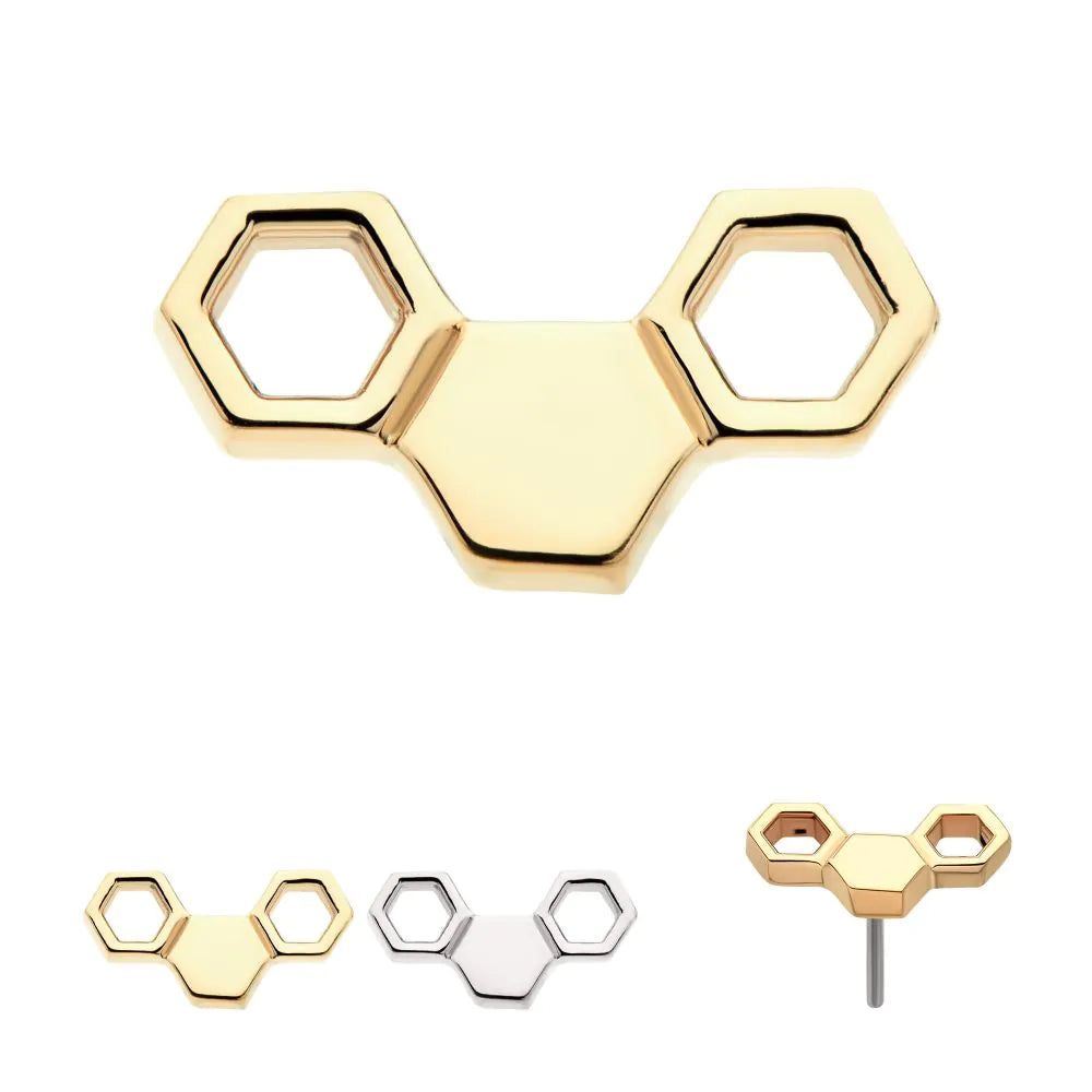 14Kt Yellow Gold Threadless Honeycomb Top