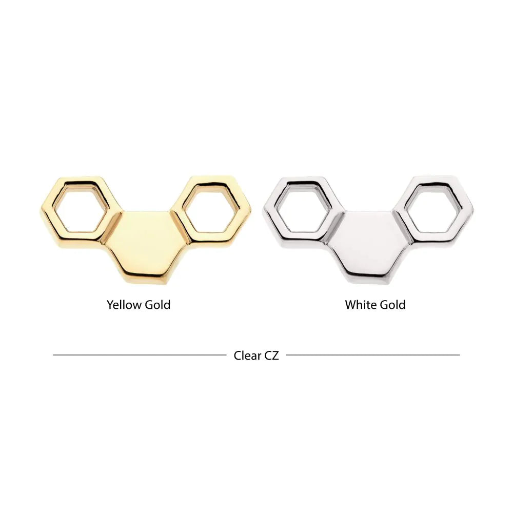 14Kt Yellow Gold Threadless Honeycomb Top