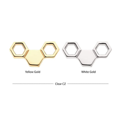 14Kt Yellow Gold Threadless Honeycomb Top