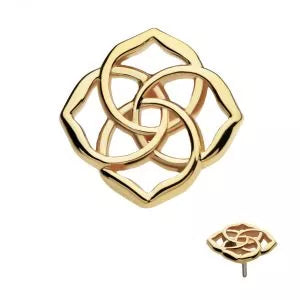 14Kt Yellow Gold Threadless 4 Pointed Celtic Knots Top