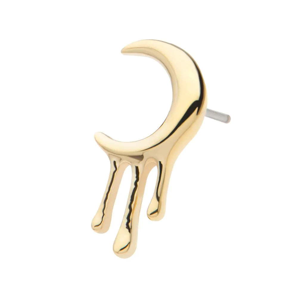 14Kt Yellow Gold Threadless Dripping Crescent Moon Top