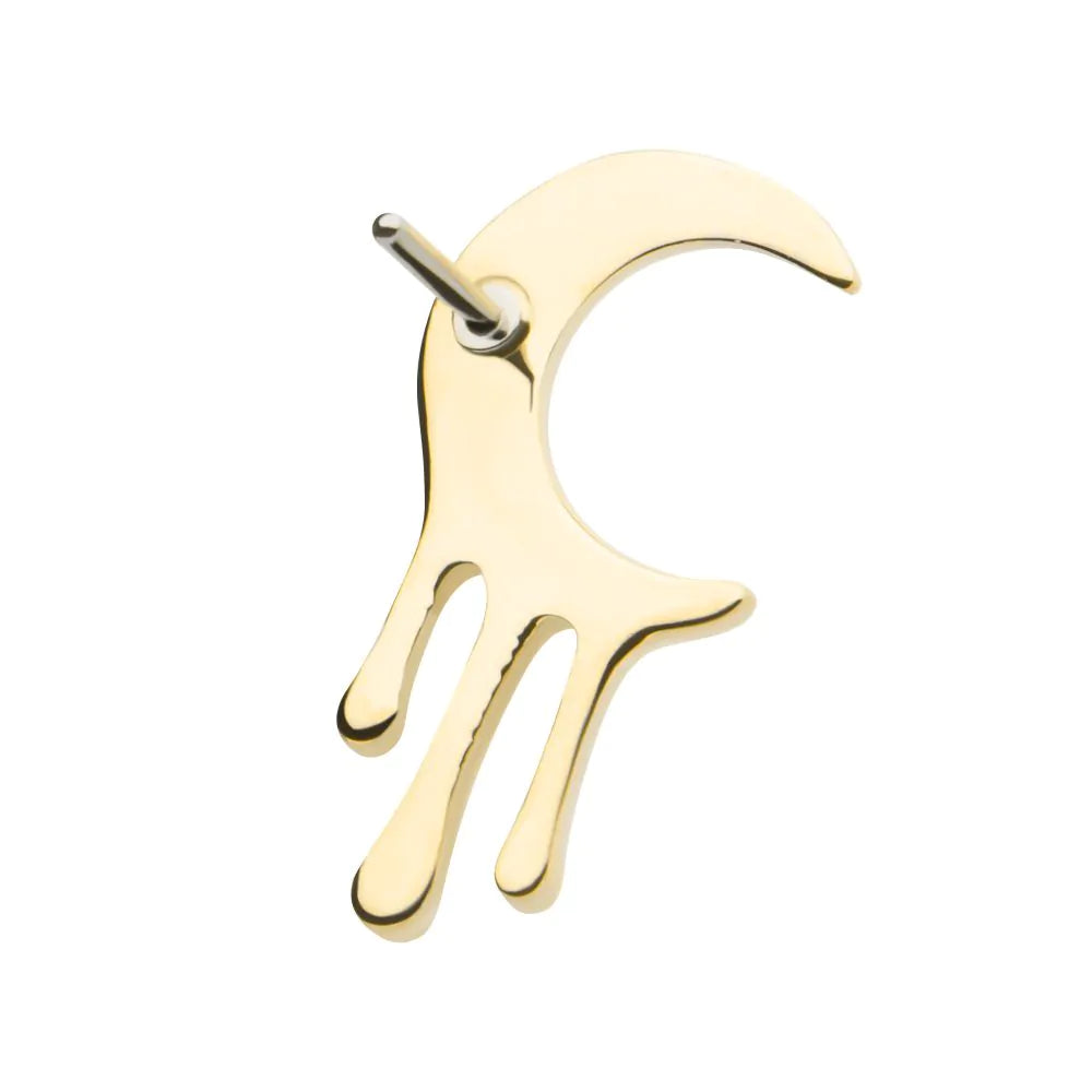 14Kt Yellow Gold Threadless Dripping Crescent Moon Top