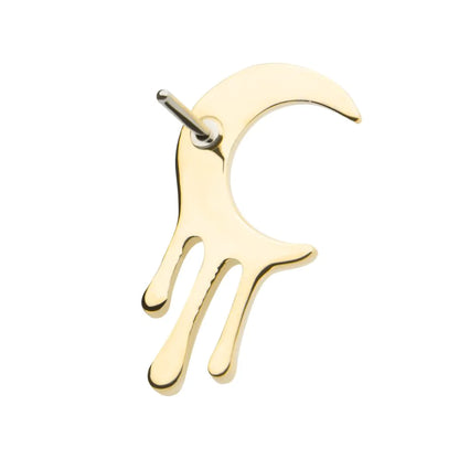 14Kt Yellow Gold Threadless Dripping Crescent Moon Top