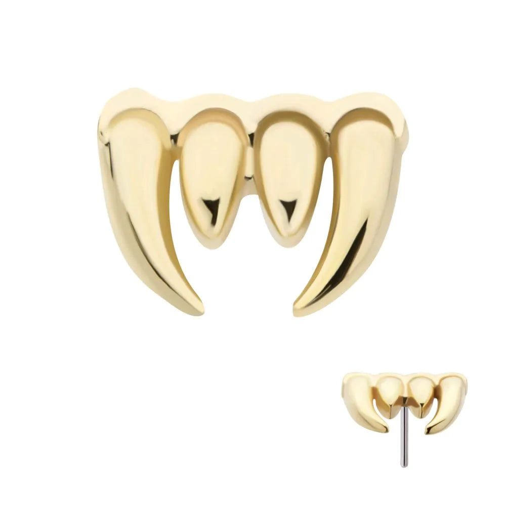 14Kt Yellow Gold Threadless Fangs Top