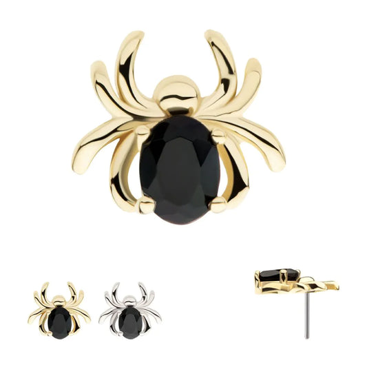 14Kt Gold Threadless Spider Top with Prong Set Oval Gem